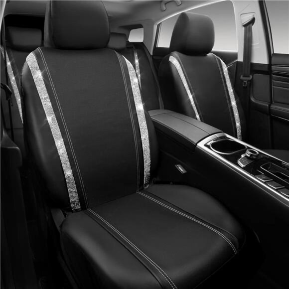 Bling Car Seat Covers Full Set,Shining Rhinestone Diamond Waterproof FauxLeather - Picture 2 of 7